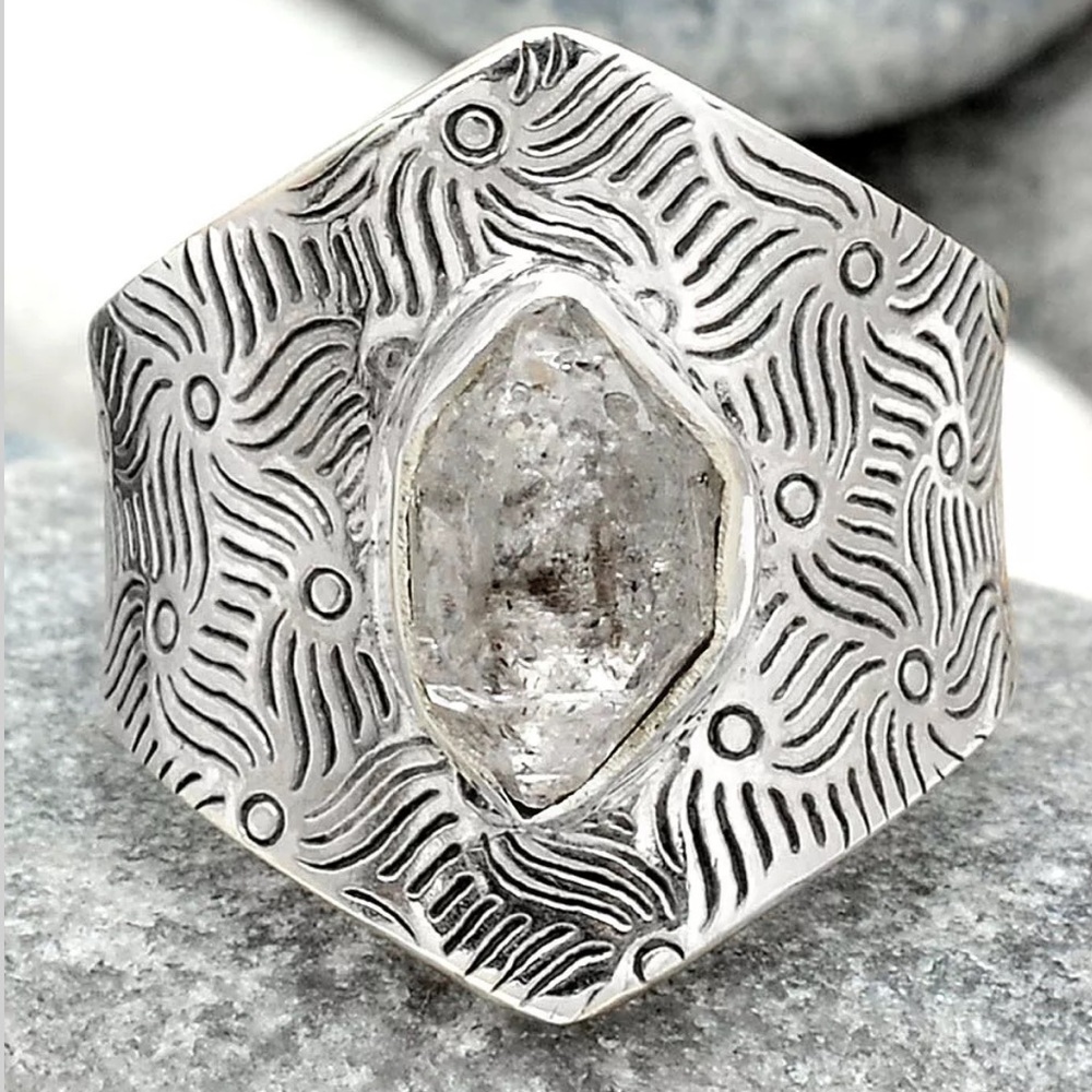 Herkimer diamond silver ring size 7.5 - Picture 4 of 4